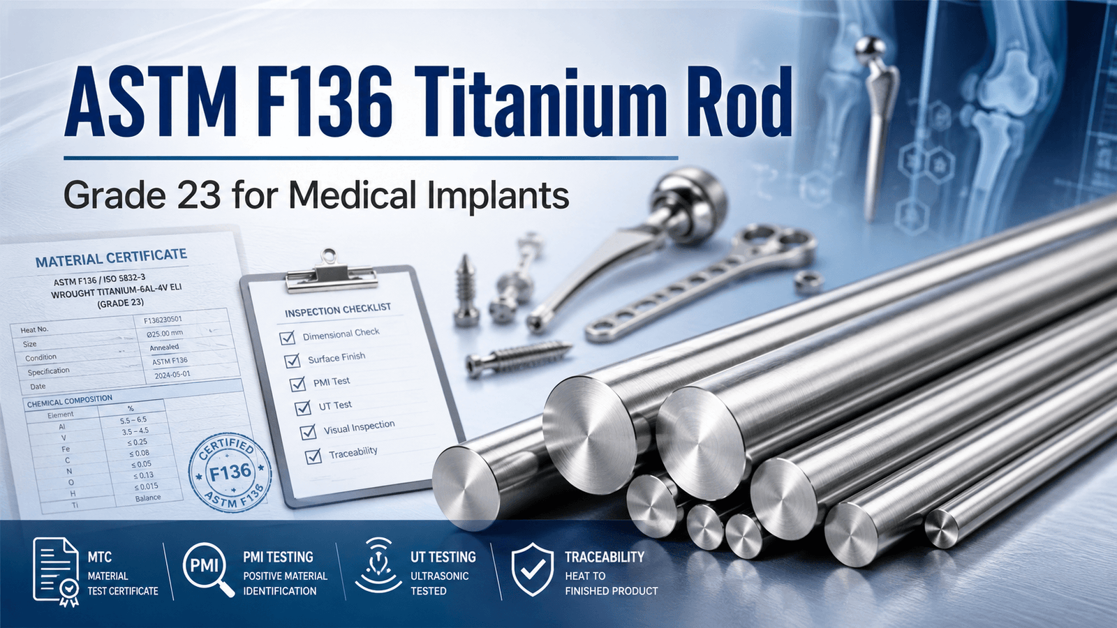 ASTM F136 Titanium Rod for Medical Implants: Grade 23 Overview